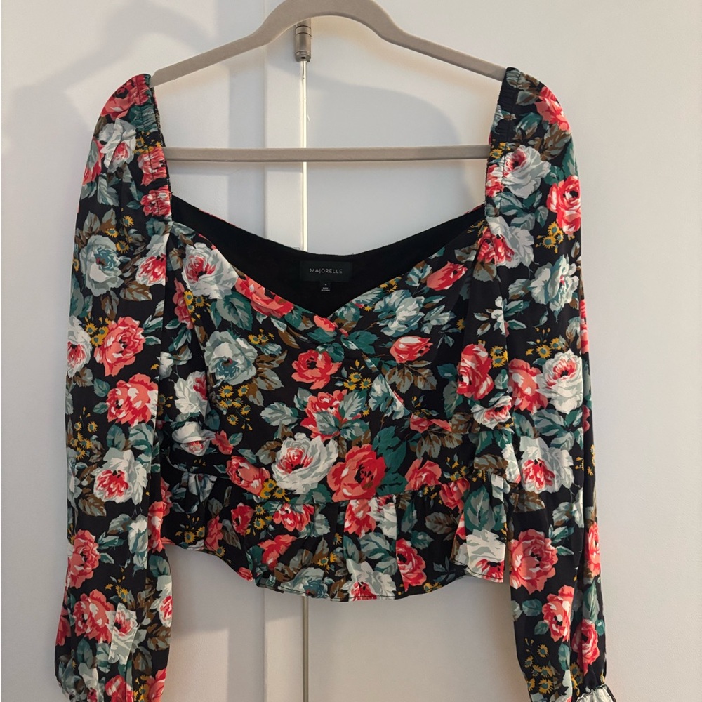 MAJORELLE Floral Black Blouse
